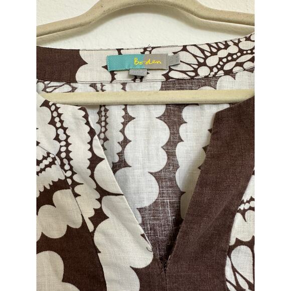 Boden Brown Linen Women's Dress Size US 8 UK 12 Bohemian Boho Design Cute Casual - Picture 4 of 13